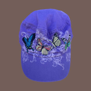 Oakland Zoo Butterfly Hat | Purple Cotton | One Size | Vintage